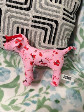 PINK Victoria's Secret Pink Red Patterned Plush Dog Toy